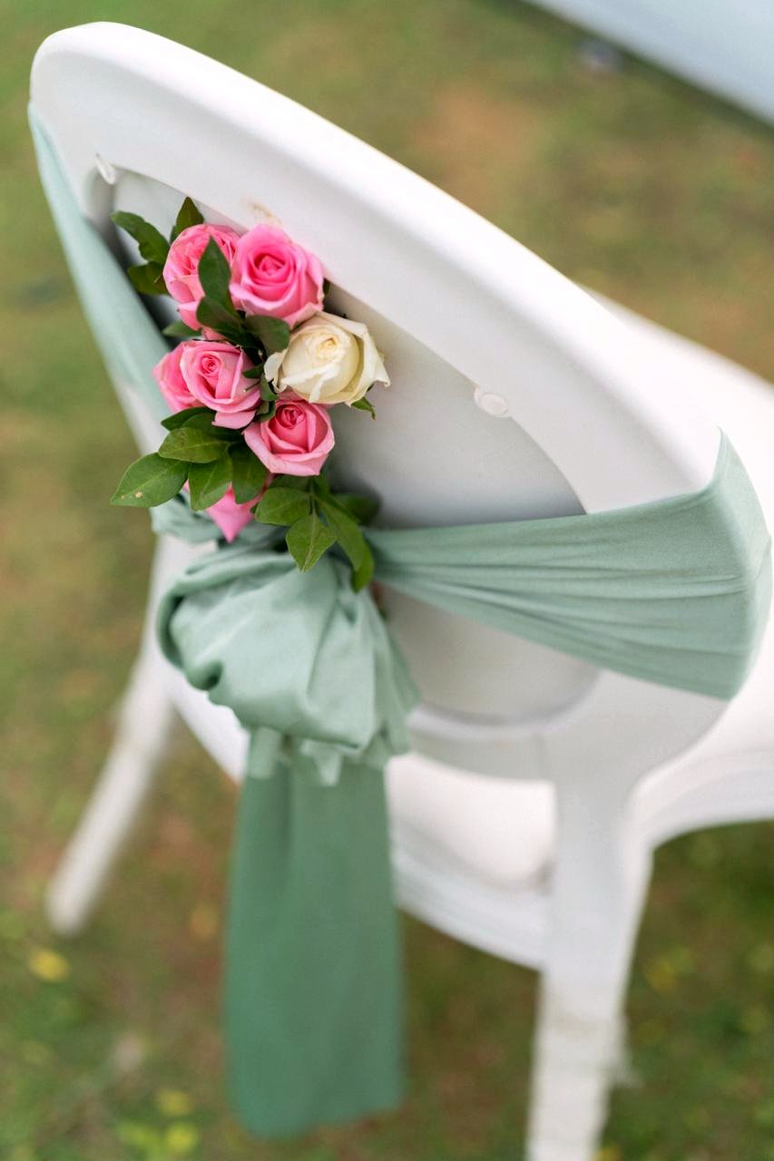 A beachfront celebration set up at Villa Bay